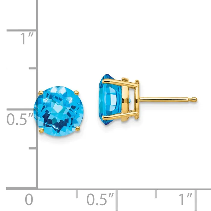 Goldia 14k Yellow Gold 8mm Blue Topaz Checker Earrings Earrings