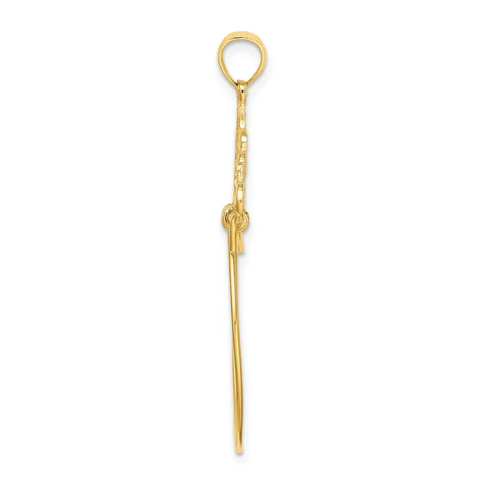Goldia 14k Yellow Gold Fleur de Lis Scroll Framed Charm Holder Charm Necklaces