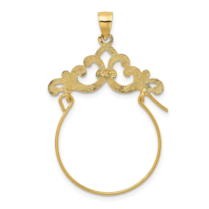 Goldia 14k Yellow Gold Fleur de Lis Scroll Framed Charm Holder Charm Necklaces