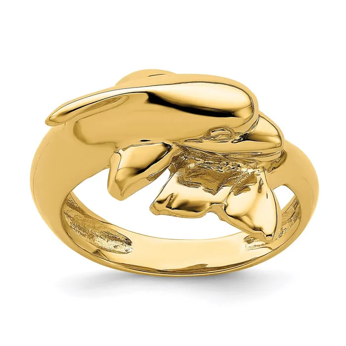 Goldia 14K Yellow Gold Polished Dolphin Ring Rings