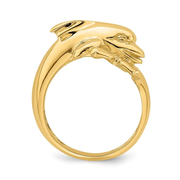 Goldia 14K Yellow Gold Polished Dolphin Ring Rings