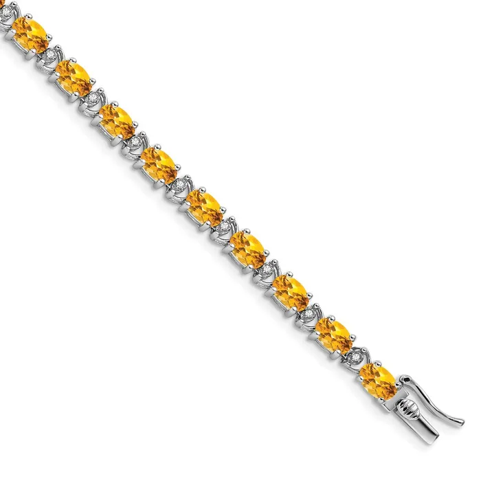 goldiaca Bracelets 14k White Gold Oval Citrine and Natural Diamond Bracelet goldiaca Bracelets 14k White Gold Oval Citrine and Natural Diamond Bracelet