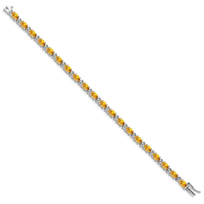 goldiaca Bracelets 14k White Gold Oval Citrine and Natural Diamond Bracelet