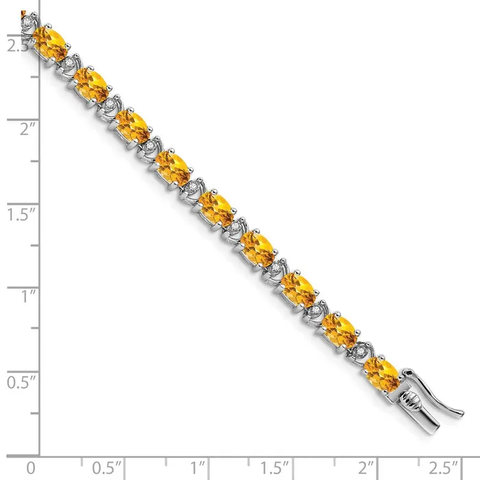 goldiaca Bracelets 14k White Gold Oval Citrine and Natural Diamond Bracelet
