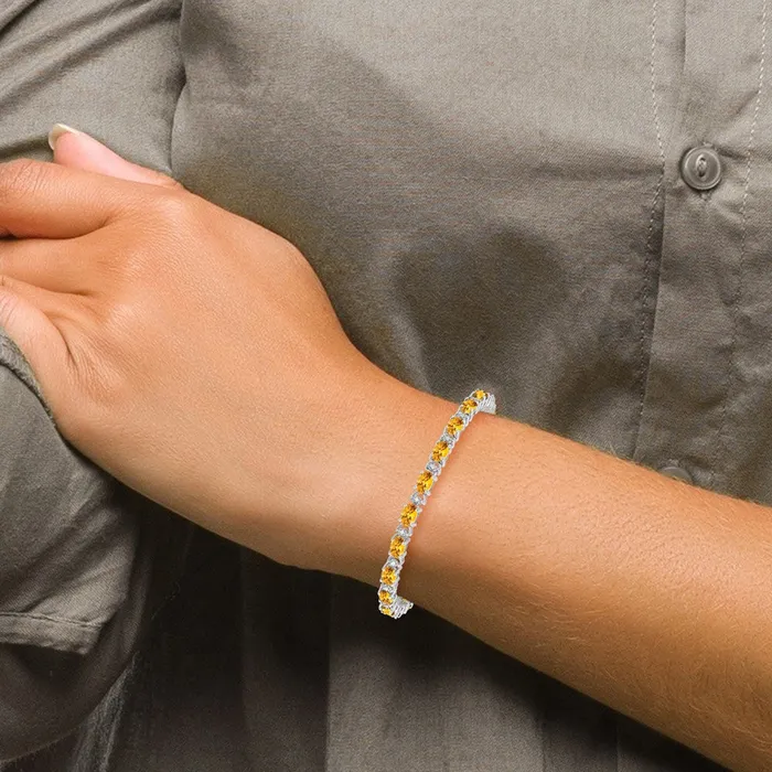 goldiaca Bracelets 14k White Gold Oval Citrine and Natural Diamond Bracelet