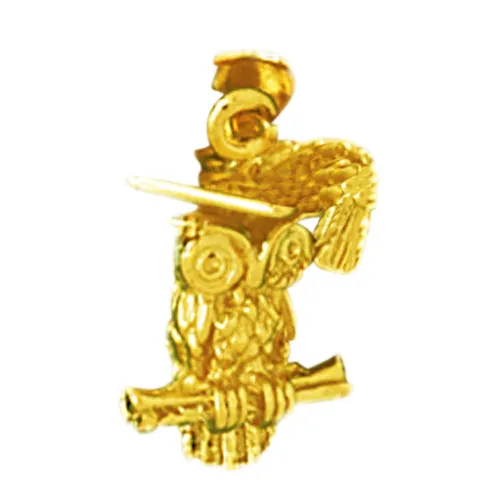 Goldia Charm Necklaces 14K Gold 3D Graduation Owl Charm