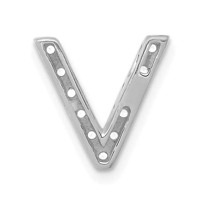 Goldia Charm Necklaces 14K White Gold Real Diamond Letter V Initial Charm