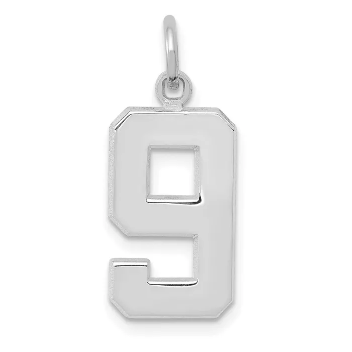 Goldia Charm Necklaces 14k White Goldw Medium Polished Number 9 Charm