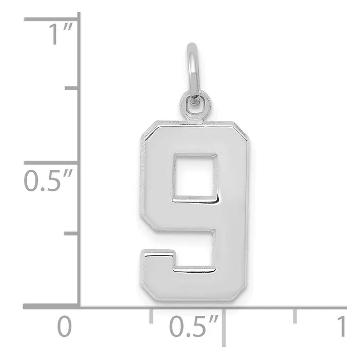 Goldia Charm Necklaces 14k White Goldw Medium Polished Number 9 Charm