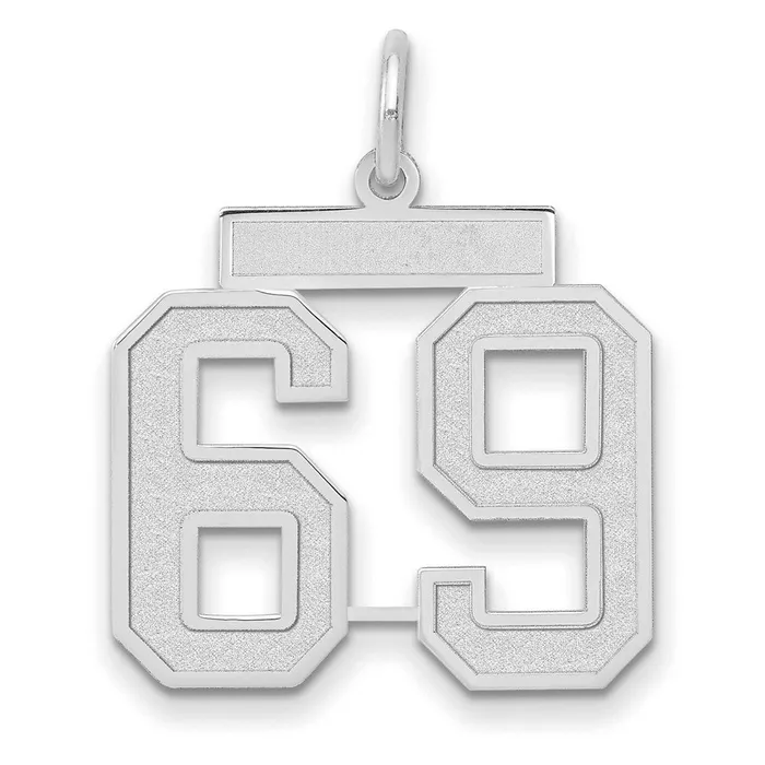 Goldia Charm Necklaces 14k White Goldw Medium Satin Number 69 Charm
