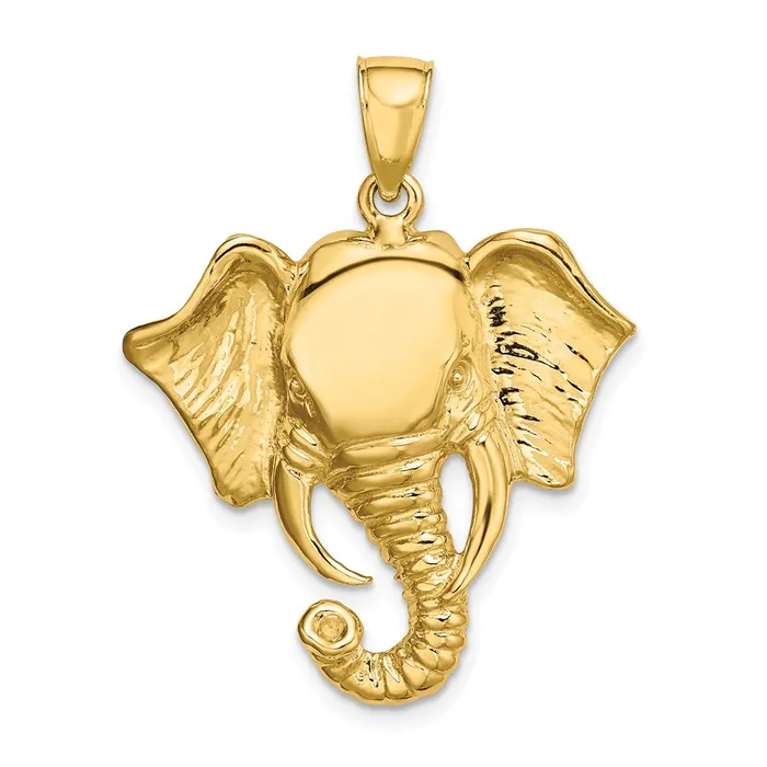 Goldia Charm Necklaces 14k Yellow Gold 2D Elephant Head w Twisted Trunk Charm Goldia Charm Necklaces 14k Yellow Gold 2D Elephant Head w Twisted Trunk Charm