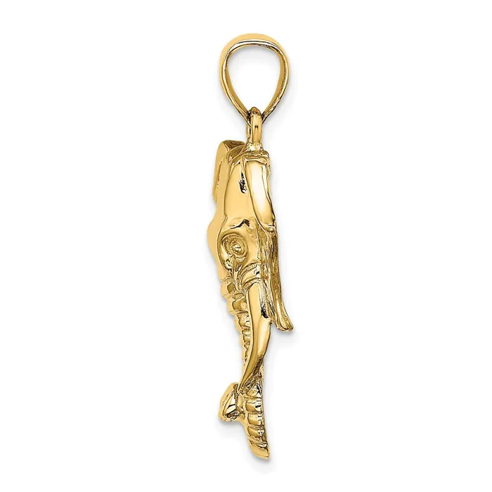 Goldia Charm Necklaces 14k Yellow Gold 2D Elephant Head w Twisted Trunk Charm