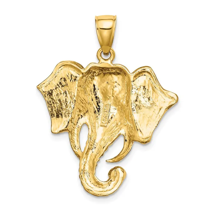 Goldia Charm Necklaces 14k Yellow Gold 2D Elephant Head w Twisted Trunk Charm