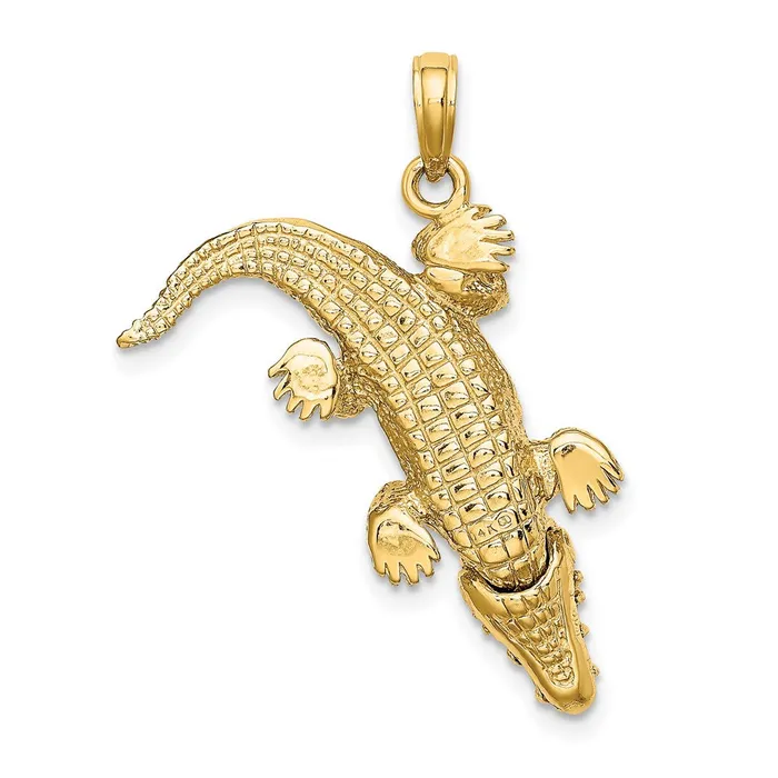 Goldia Charm Necklaces 14k Yellow Gold 3D Alligator wMoveable Mouth Charm