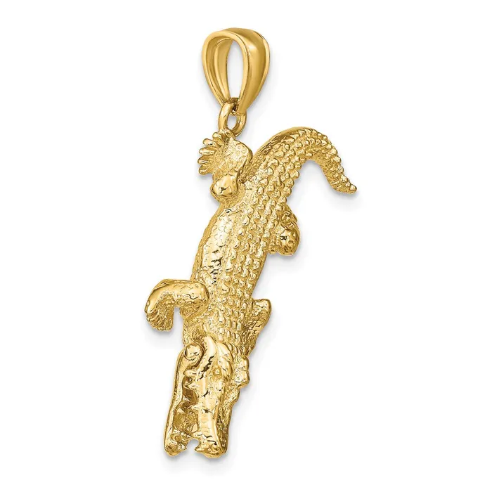 Goldia Charm Necklaces 14k Yellow Gold 3D Alligator wMoveable Mouth Charm