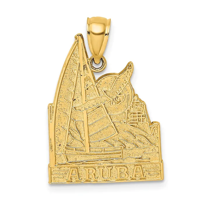 Goldia Charm Necklaces 14k Yellow Gold Aruba W Sailboat and Seagull Scene Charm Goldia Charm Necklaces 14k Yellow Gold Aruba W Sailboat and Seagull Scene Charm