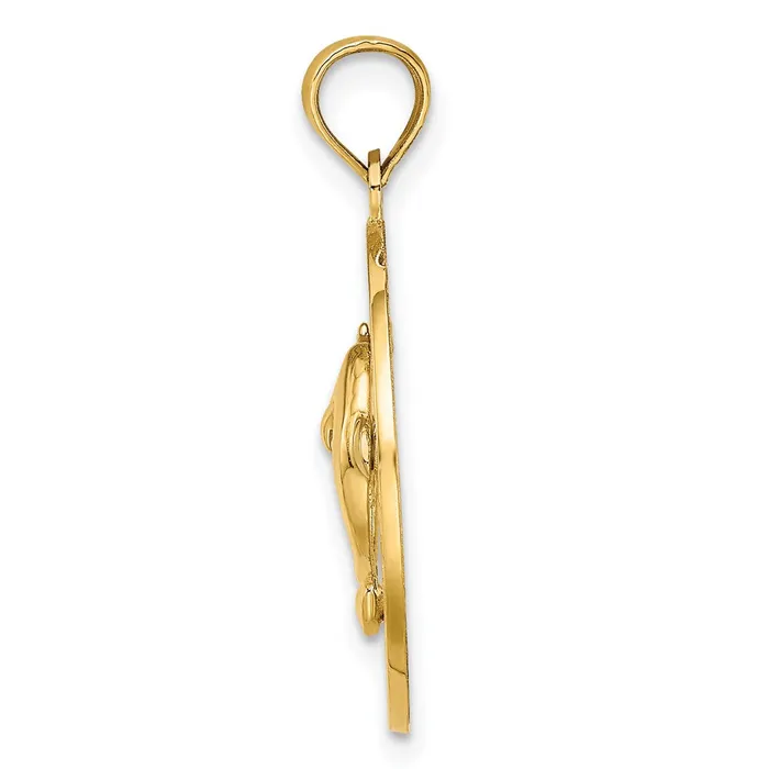 Goldia Charm Necklaces 14k Yellow Gold SAINT AUGUSTINE wDolphins Circle Charm
