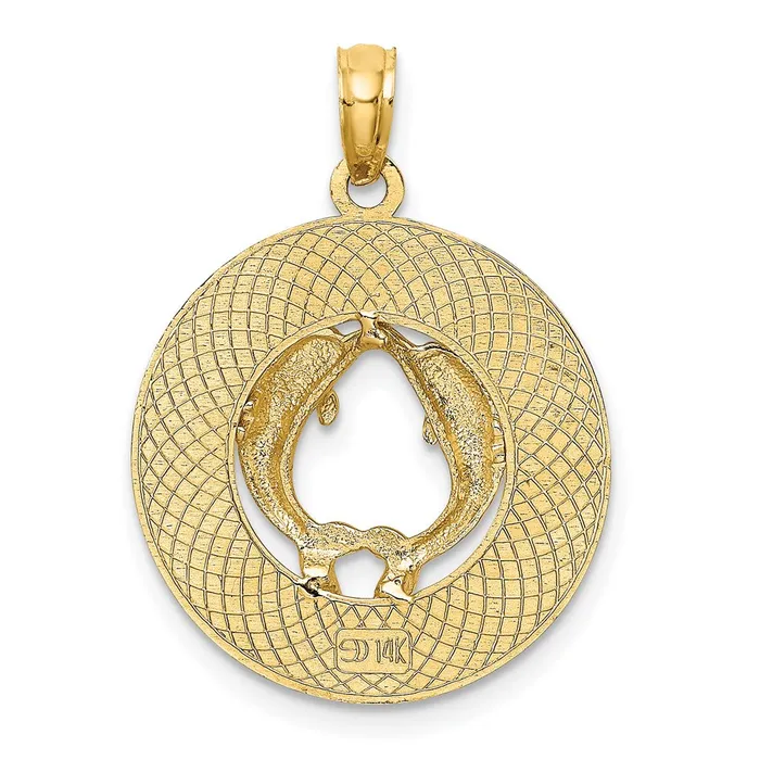 Goldia Charm Necklaces 14k Yellow Gold SAINT AUGUSTINE wDolphins Circle Charm