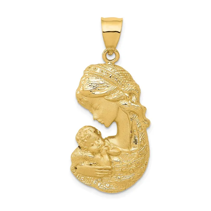 Goldia Charm Necklaces 14k Yellow Gold Solid Satin Polished Mother Holding Child Charm Goldia Charm Necklaces 14k Yellow Gold Solid Satin Polished Mother Holding Child Charm