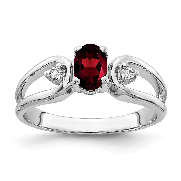 Goldiacom 14k White Gold 6x4mm Oval Garnet Checker AA Real Diamond ring Rings Goldiacom 14k White Gold 6x4mm Oval Garnet Checker AA Real Diamond ring Rings