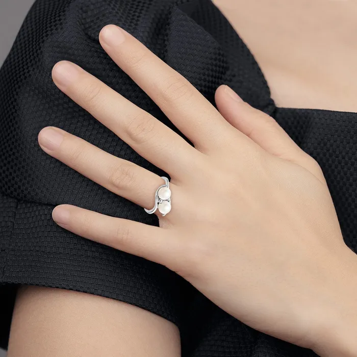 Goldiacom Rings 14k White Gold 6mm Black FW Cultured Pearl A Real Diamond ring