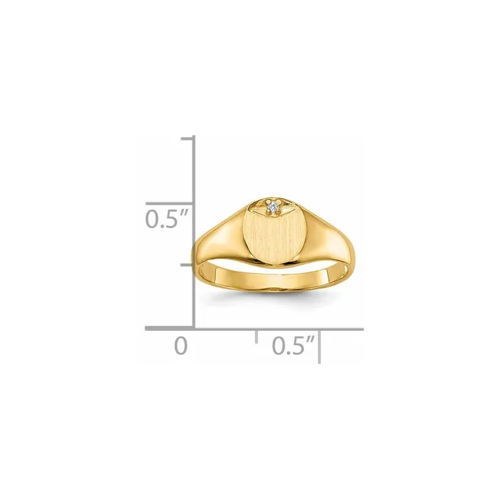 Goldiacom Rings 14K Yellow Gold Circular Top Hollow Back 8x66 Complete Real Diamond Signet Ring