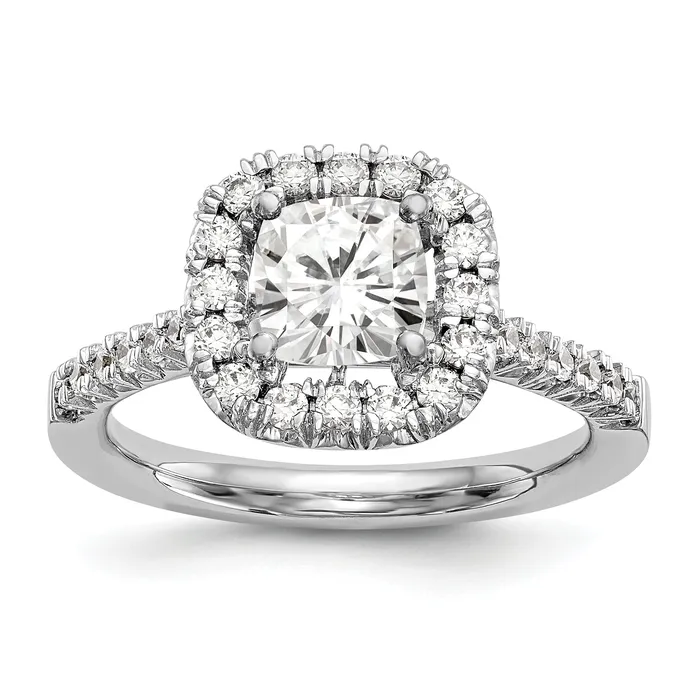 Goldiacom Rings 14kw Cushion Halo Simulated Diamond Engagement Ring
