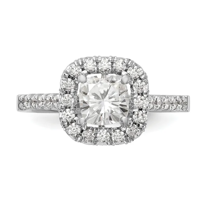 Goldiacom Rings 14kw Cushion Halo Simulated Diamond Engagement Ring