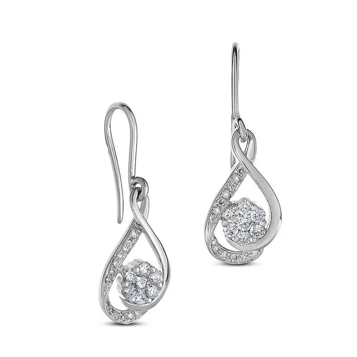 Goldia Earrings 038 CT TW Diamond Composite Twist Teardrop Earrings in 10K White Gold Goldia Earrings 038 CT TW Diamond Composite Twist Teardrop Earrings in 10K White Gold