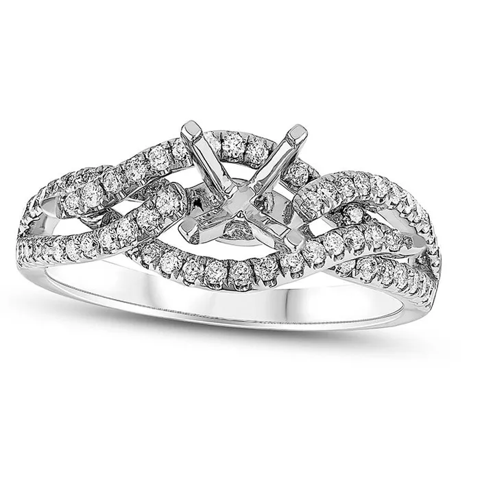 Goldia Earrings 050 CT TW Natural Diamond Loose Braid SemiMount in Solid 18K White Gold Goldia Earrings 050 CT TW Natural Diamond Loose Braid SemiMount in Solid 18K White Gold
