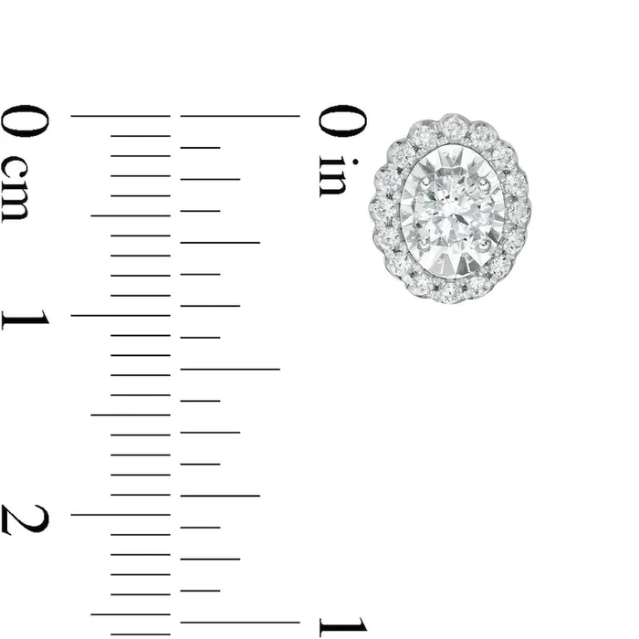 Goldia Earrings 075 CT TW Diamond Oval Scallop Frame Stud Earrings in 10K White Gold Goldia Earrings 075 CT TW Diamond Oval Scallop Frame Stud Earrings in 10K White Gold