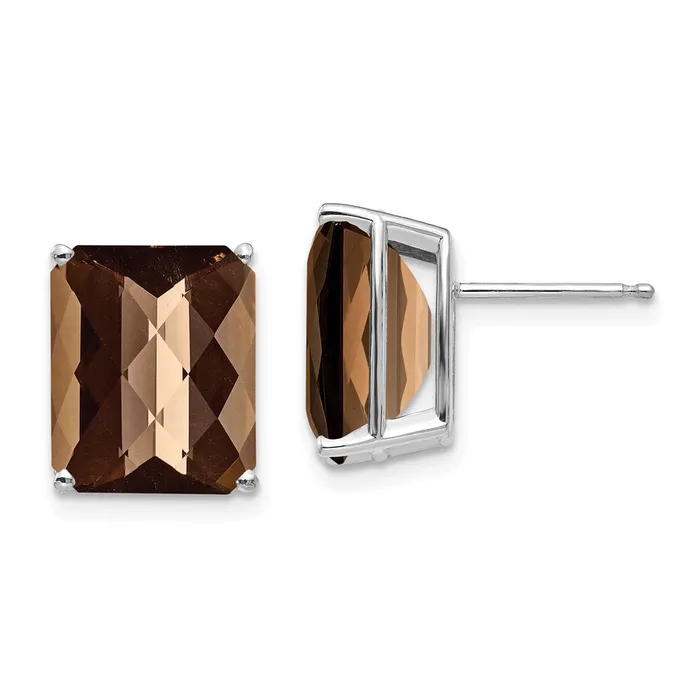 Goldia Earrings 14k White Gold 12x10mm Octagon CheckerCut Smok Yellow Gold Quartz Earrings Goldia Earrings 14k White Gold 12x10mm Octagon CheckerCut Smok Yellow Gold Quartz Earrings