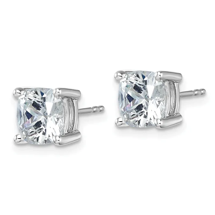 Goldia Earrings 14k White Gold 5 ctw Certified Lab Grown Diamond VSSI G Cushion 4 Prong Heavy Wt Stud Earrings