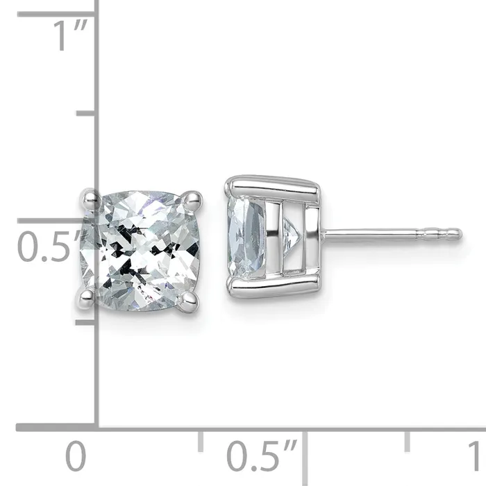 Goldia Earrings 14k White Gold 5 ctw Certified Lab Grown Diamond VSSI G Cushion 4 Prong Heavy Wt Stud Earrings