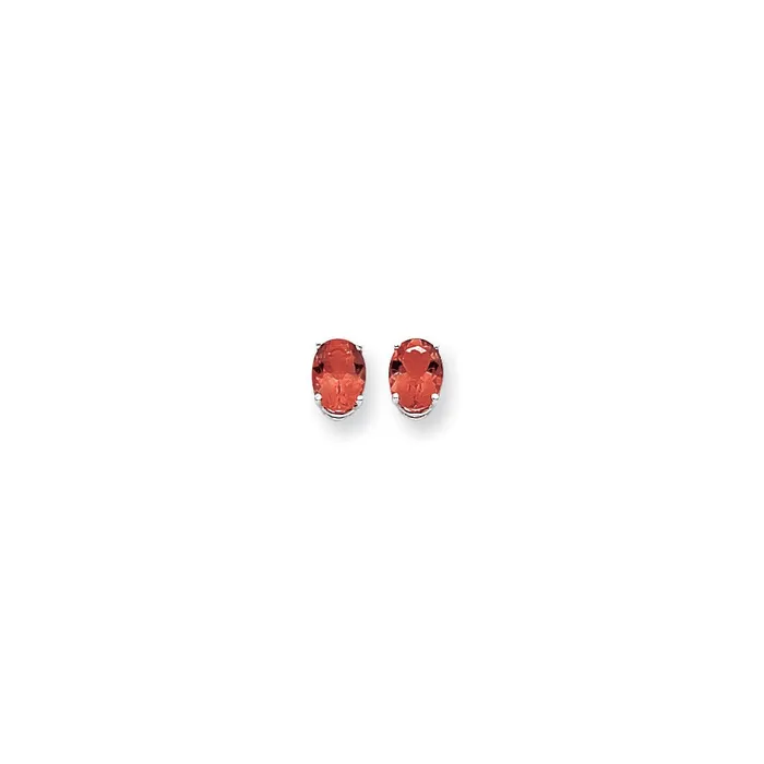 Goldia Earrings 14k White Gold 8x6mm Oval Rhodolite Garnet earring