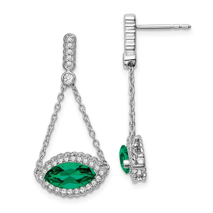 Goldia Earrings 14k White Gold Marquise Created Emerald and Real Diamond Earrings Goldia Earrings 14k White Gold Marquise Created Emerald and Real Diamond Earrings