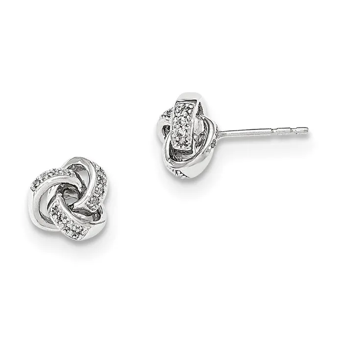 Goldia Earrings 14K White Gold Real Diamond Knot Post Earrings