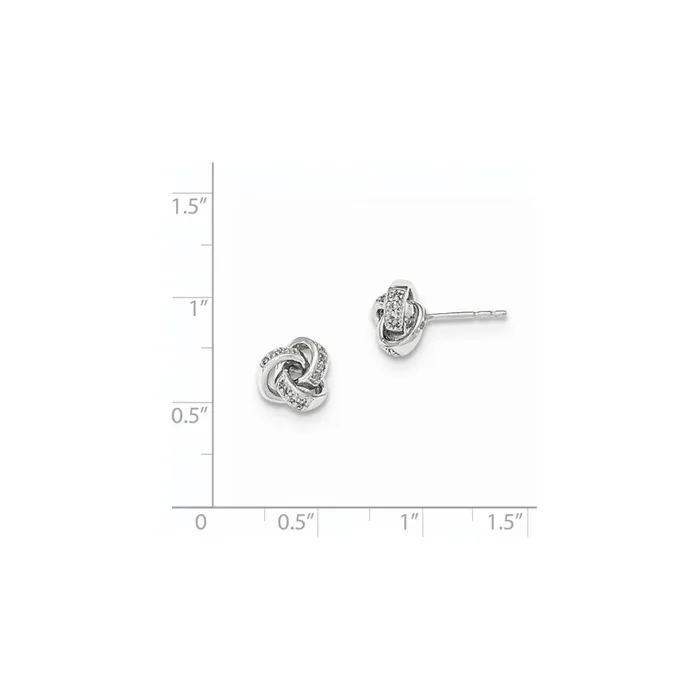 Goldia Earrings 14K White Gold Real Diamond Knot Post Earrings