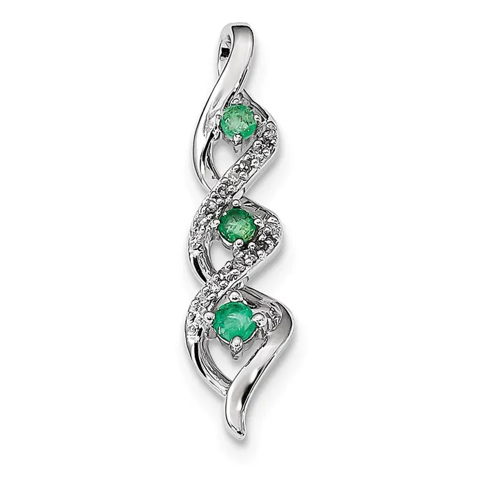 Goldia Earrings 14k White Gold Real Diamond u0026 Emerald Chain Slide