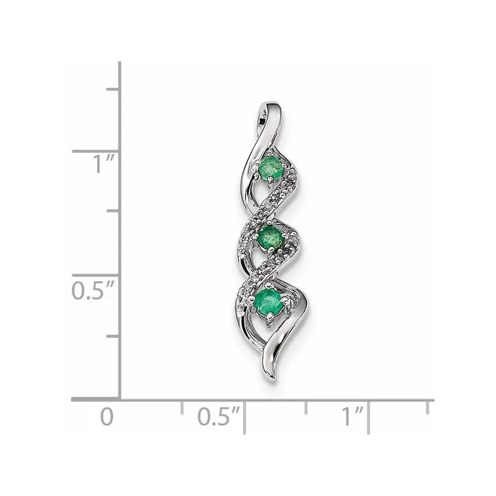Goldia Earrings 14k White Gold Real Diamond u0026 Emerald Chain Slide