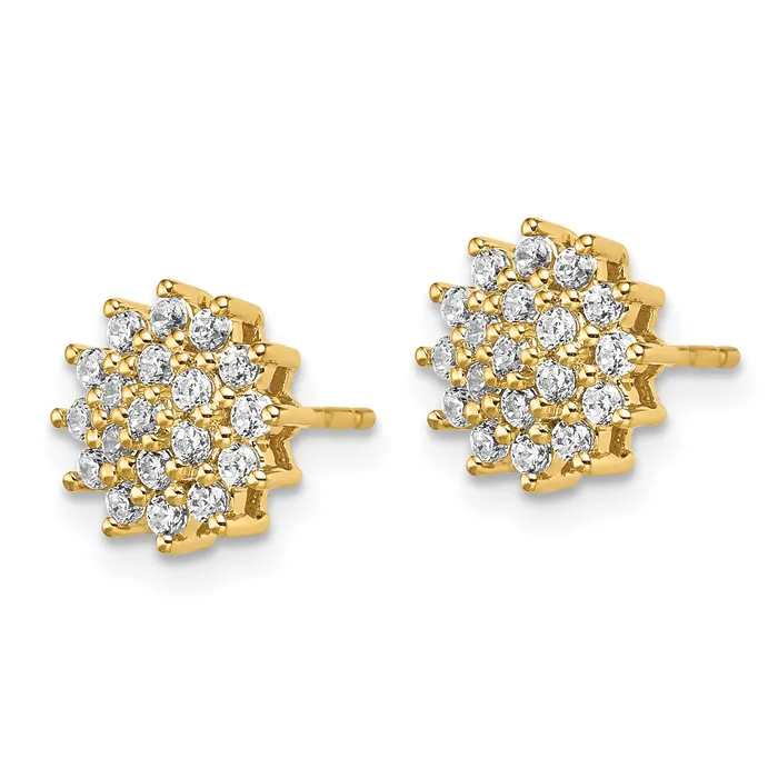 Goldia Earrings 14k Yellow Gold 12 Ct Lab Grown Diamond VSSI G Cluster Post Earrings