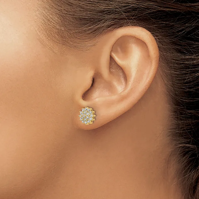 Goldia Earrings 14k Yellow Gold 12 Ct Lab Grown Diamond VSSI G Cluster Post Earrings