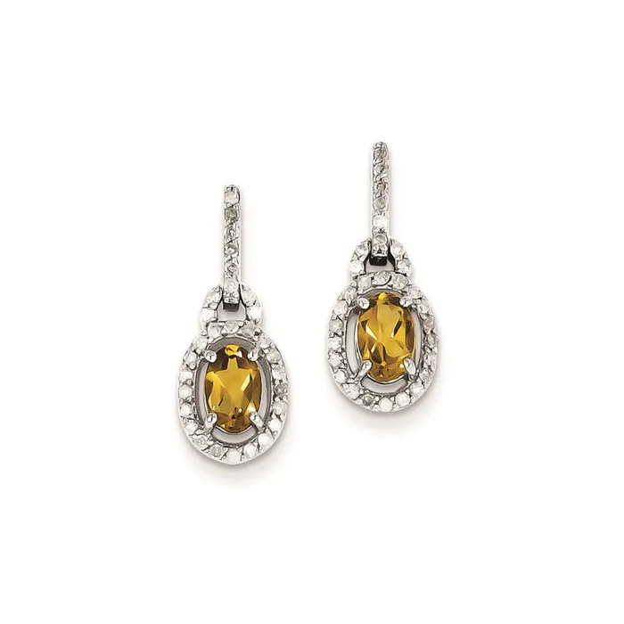 Goldia Earrings Sterling Silver Diamond u0026 Whiskey Quartz Oval Post Dangle Earrings Goldia Earrings Sterling Silver Diamond u0026 Whiskey Quartz Oval Post Dangle Earrings