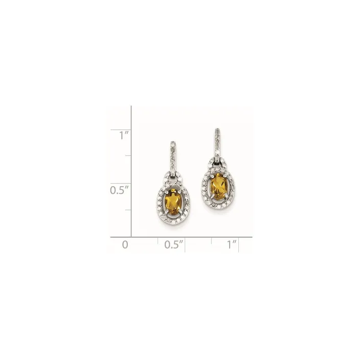 Goldia Earrings Sterling Silver Diamond u0026 Whiskey Quartz Oval Post Dangle Earrings