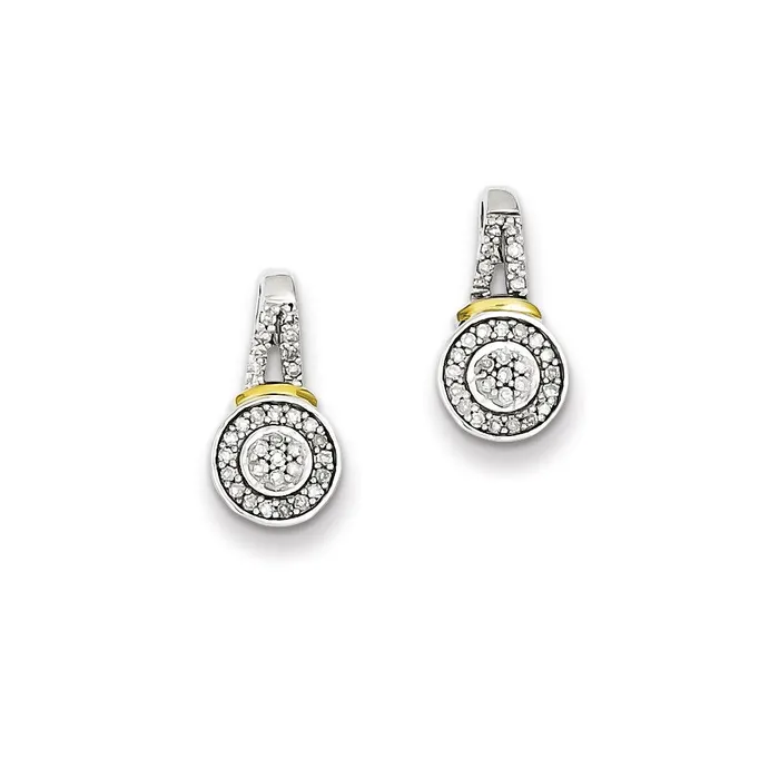 Goldia Earrings Sterling Silver u0026 14K Two Tone Post Earrings