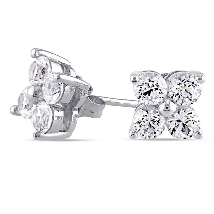 Goldia LabCreated White Sapphire Quad Stud Earrings in 10K White Gold Earrings Goldia LabCreated White Sapphire Quad Stud Earrings in 10K White Gold Earrings