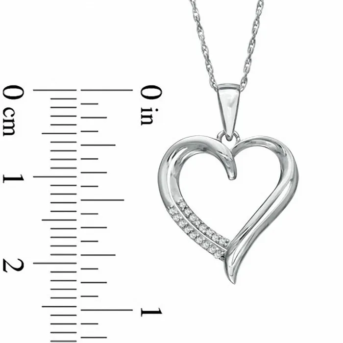 Goldia Necklaces 005 CT TW Natural Diamond Double Row Heart Pendant in Sterling Silver Goldia Necklaces 005 CT TW Natural Diamond Double Row Heart Pendant in Sterling Silver