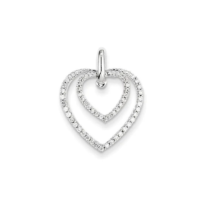 Goldia Necklaces 14k White Gold Real Diamond Double Heart Pendant
