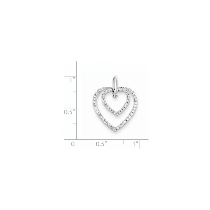 Goldia Necklaces 14k White Gold Real Diamond Double Heart Pendant