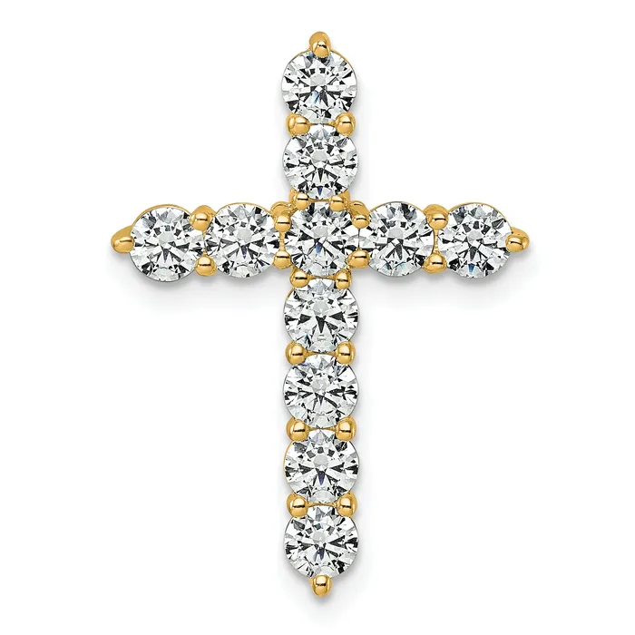 Goldia Necklaces 14k Yellow Gold 2 Ct Lab Grown Diamond VSSI G Cross Chain Slide Pendant Goldia Necklaces 14k Yellow Gold 2 Ct Lab Grown Diamond VSSI G Cross Chain Slide Pendant